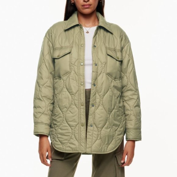 NWT Wilfred Free The Ganna Insulated Shirt Jacket in Taupe Beige - Picture 1 of 7